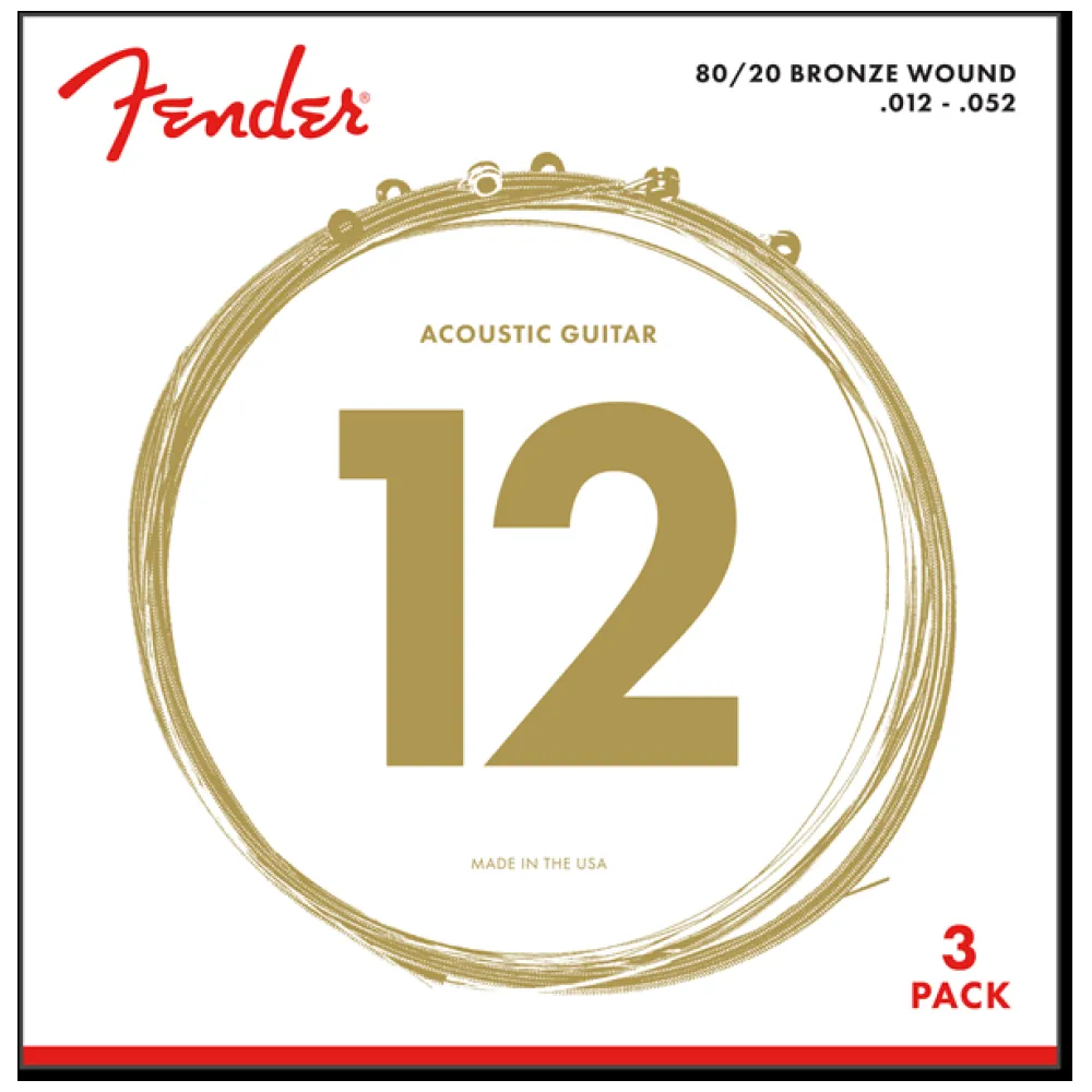 FENDER 80/20 BRONZE ACOUSTIC STRINGS – 12/52