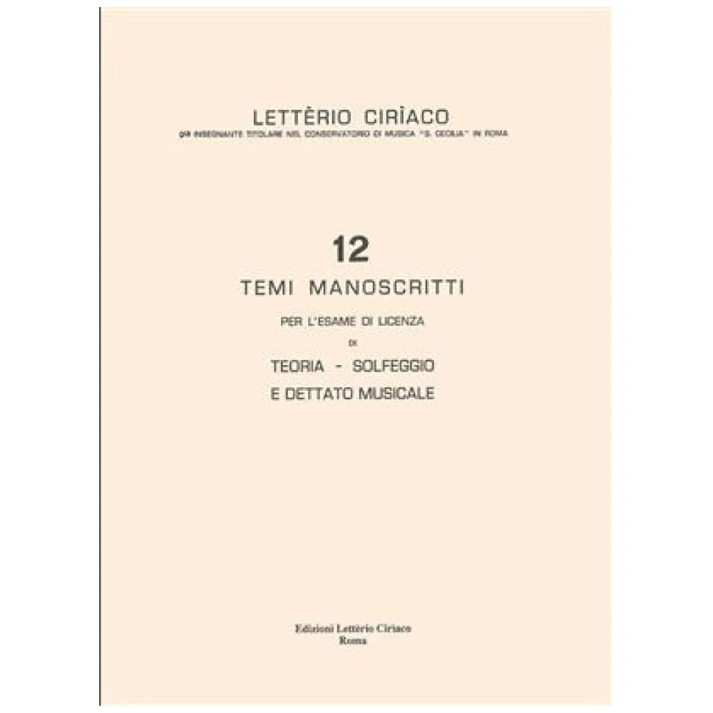 LETTERIO CIRIACO 12 TEMI MANOSCRITTI