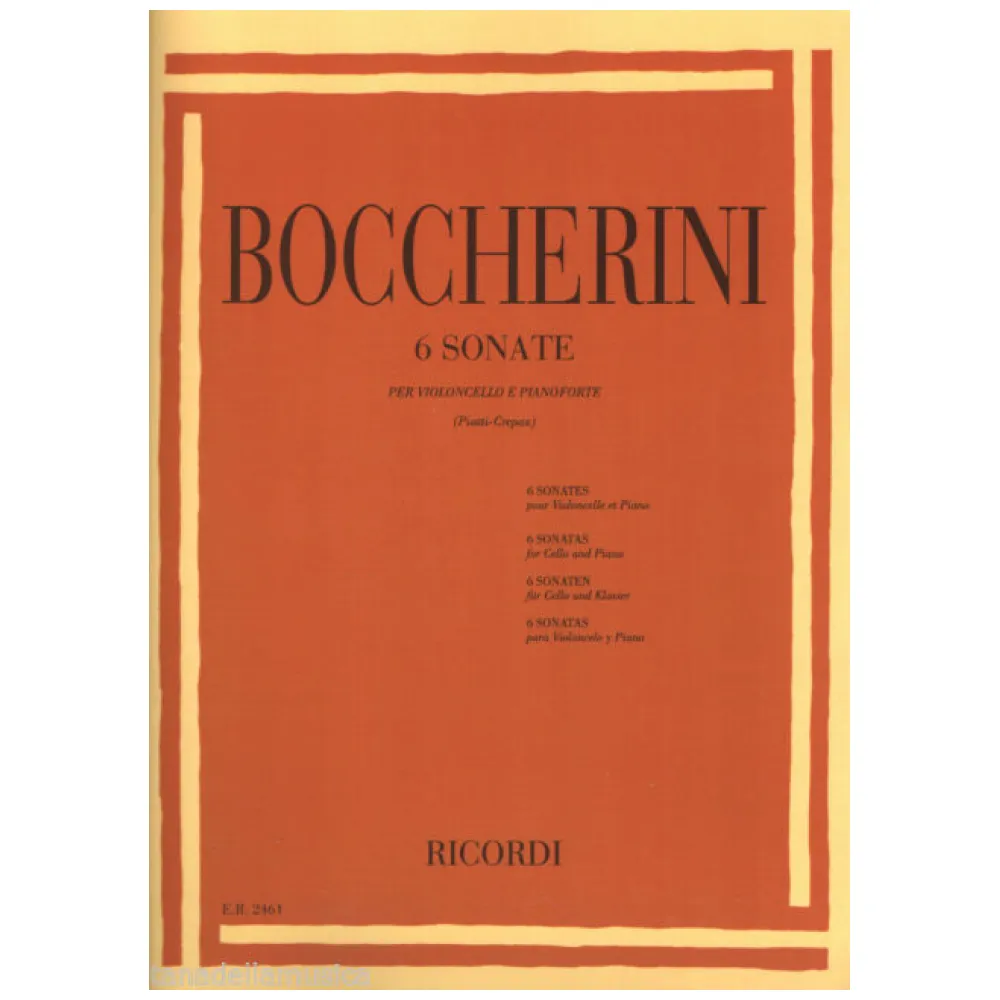 BOCCHERINI 6 SONATE PER VIOLONCELLO E PIANOFORTE