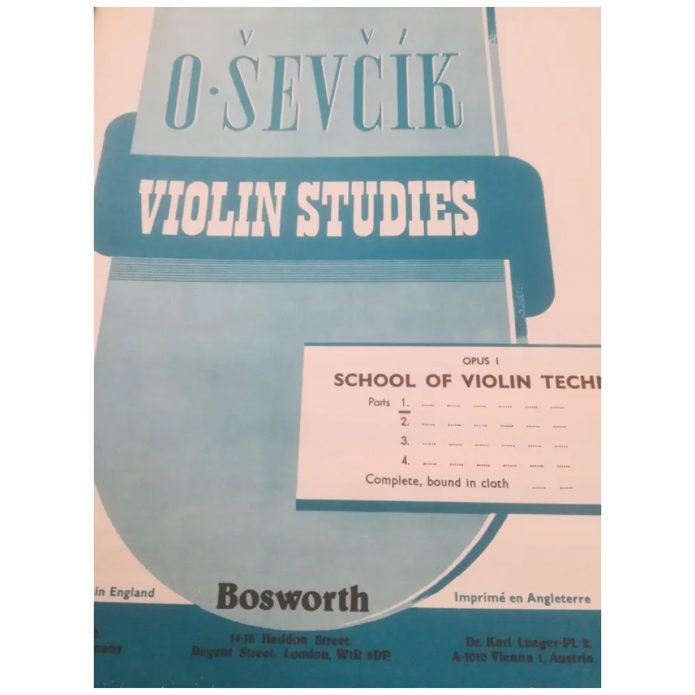 O. SEVCIK VIOLIN STUDIES OPUS I SCHOOL OF VIOLIN TECHNIC 1