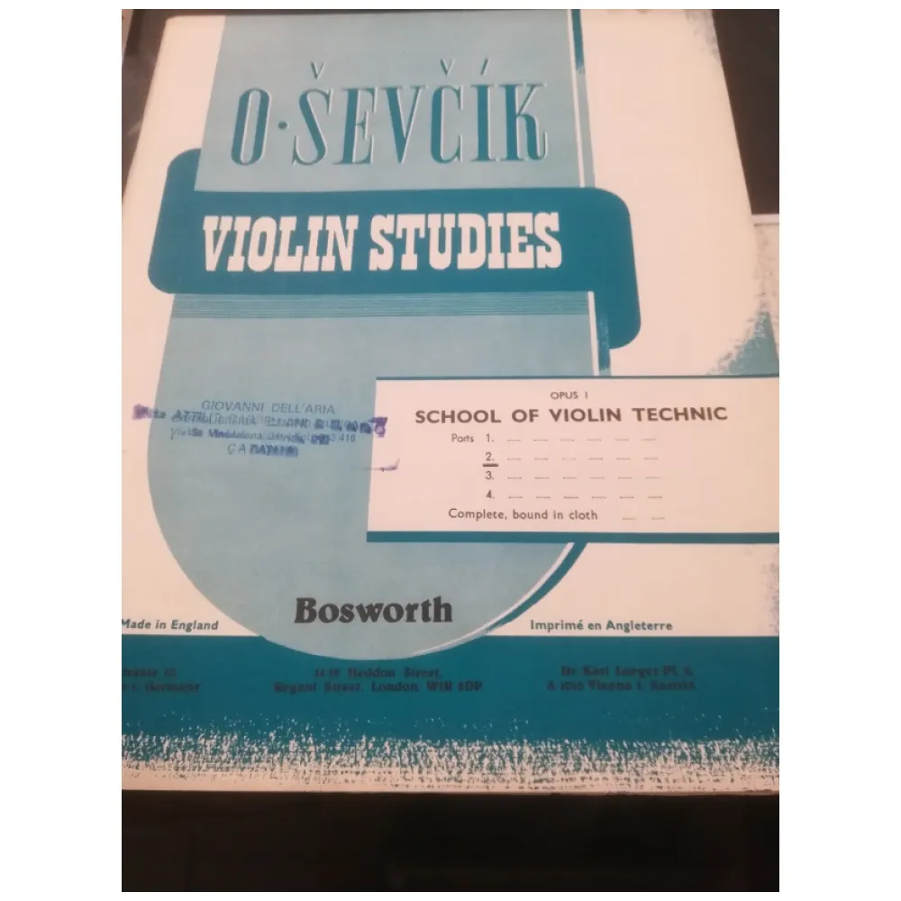 O. SEVCIK VIOLIN STUDIES OPUS I SCHOOL OF VIOLIN TECHNIC 2