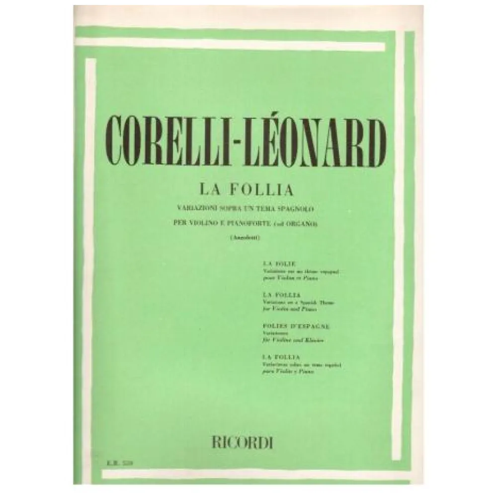 CORELLI LEONARD LA FOLLIA PER VIOLINO E PIANOFORTE