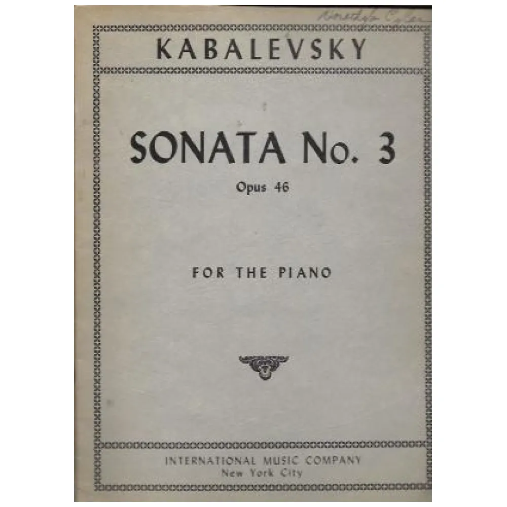 DMITRI KABALEVSKI SONATA N°3 OPUS 46 FOR THE PIANO