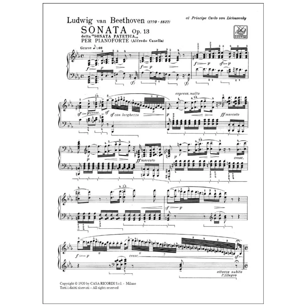 BEETHOVEN SONATA OP.13 N.8 PATETICA ED. RICORDI - immagine 2