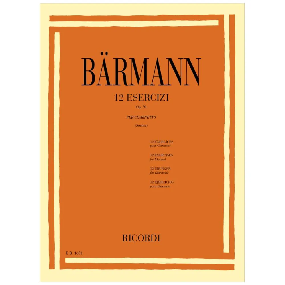 BARMANN 12 ESERCIZI OP 30 PER CLARINETTO