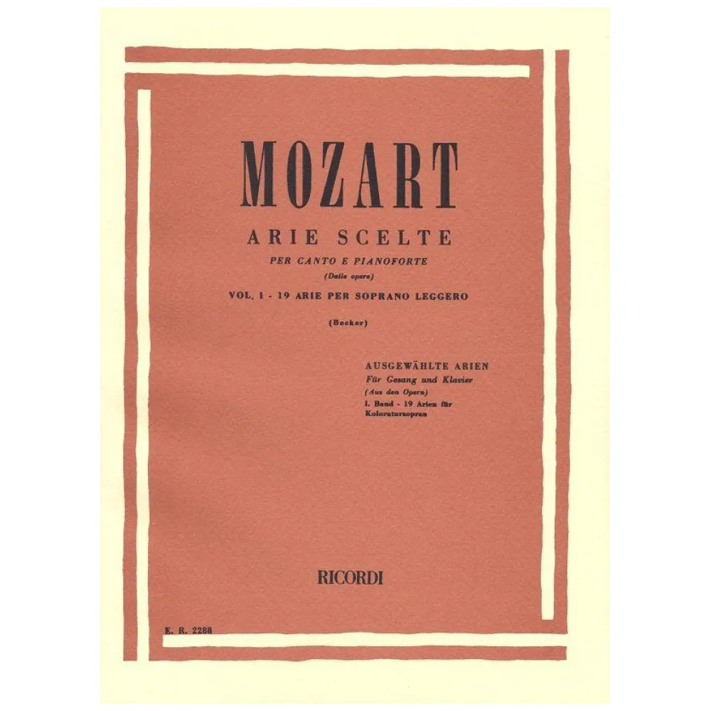 MOZART ARIE SCELTE PER CANTO E PIANOFORTE VOL.1