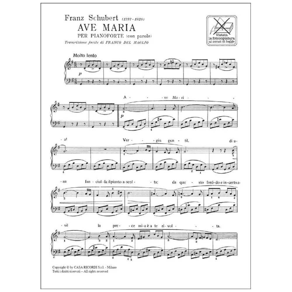 SCHUBERT AVE MARIA (CON PAROLE IN ITALIANO)