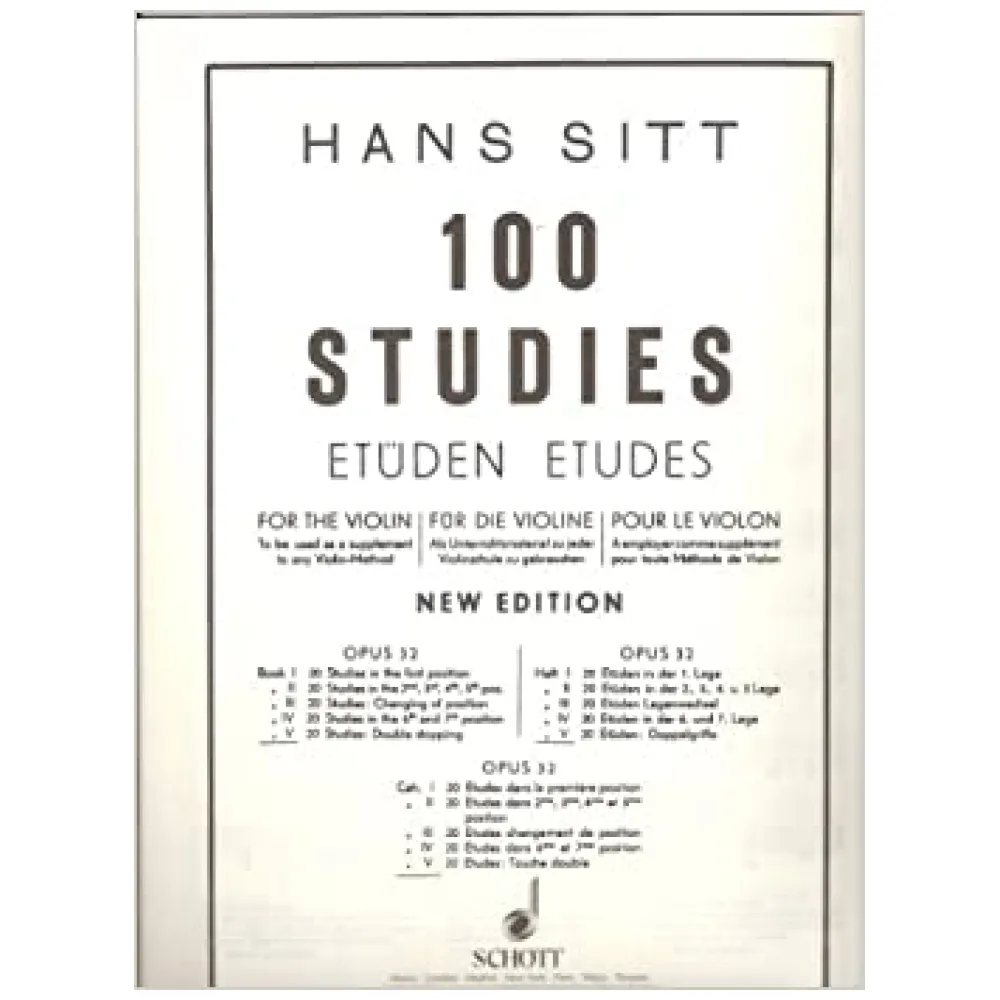 SITT 100 STUDIES FOR THE VIOLIN OPUS 32 VOL.V°