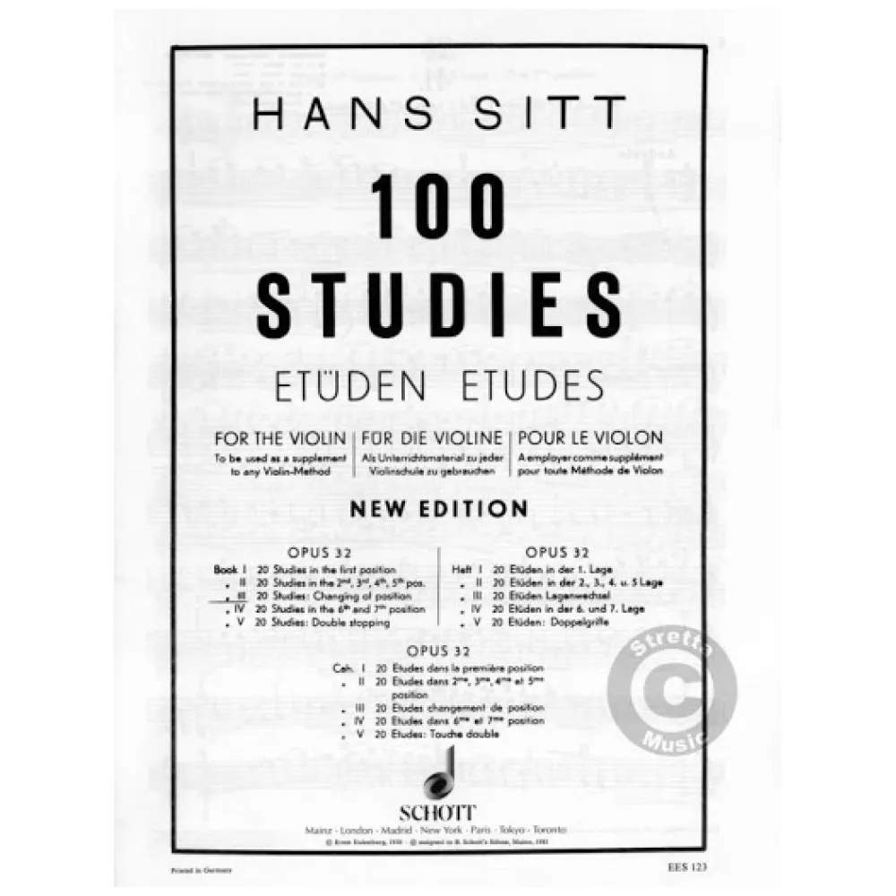 SITT 100 STUDIES FOR THE VIOLIN OPUS 32 VOL.III°