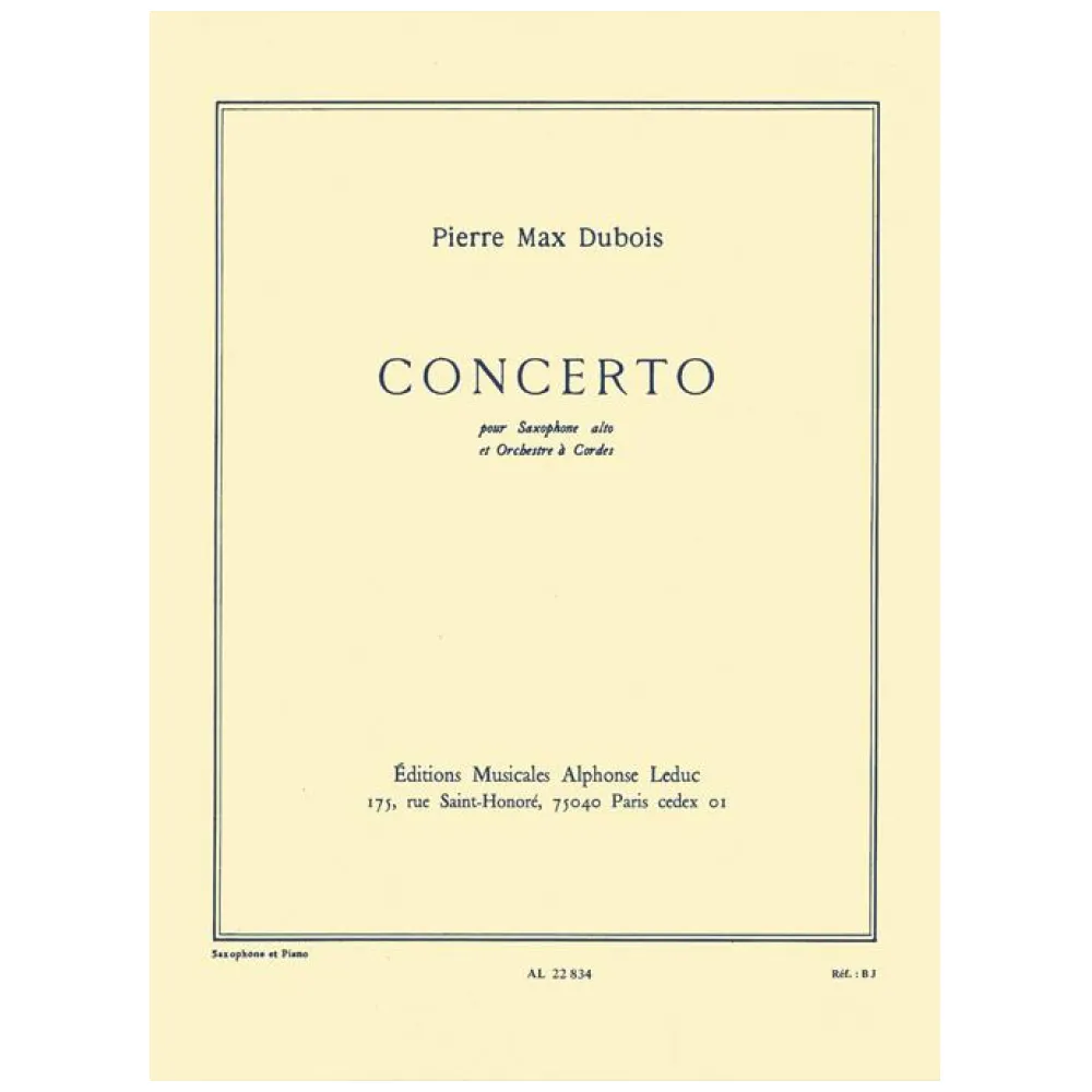 DUBOIS CCONCERTO PER ALTO SAX AND STRING ORCHESTRA