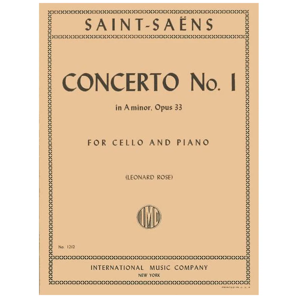 SAINT SAENS CONCERTO N° 1 IN A MINOR OPUS 33 FOR CELLO AND PIANO