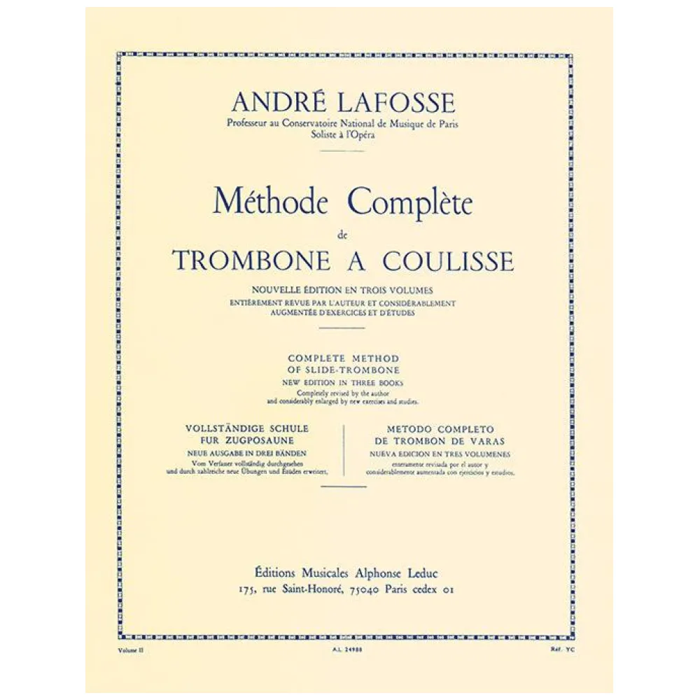 ANDRE’ LAFOSSE METHODE COMPLETE DE TROMBONE A COULISSE II°
