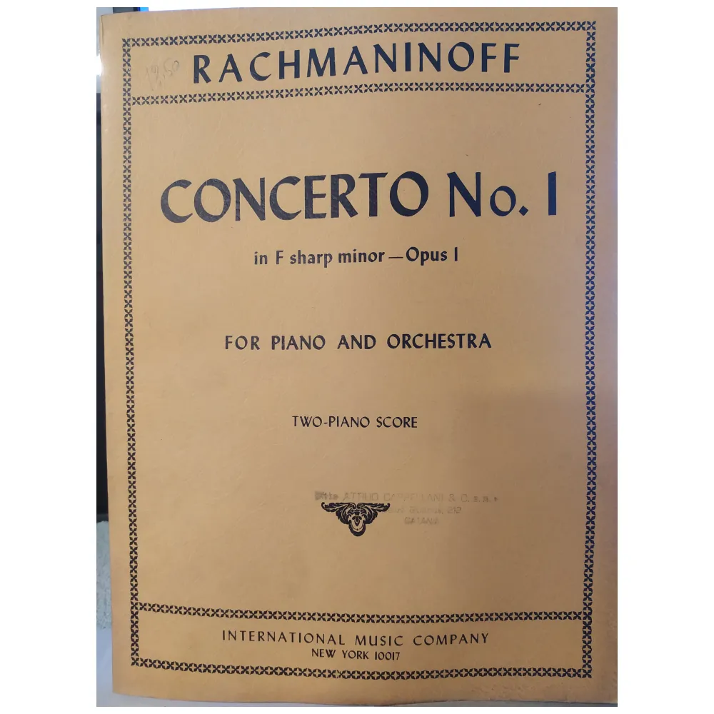 RACHMANINOFF CONCERTO N°1 IN F SHARP MINOR OPUS 1 FOR PIANO AND ORCHESTRA