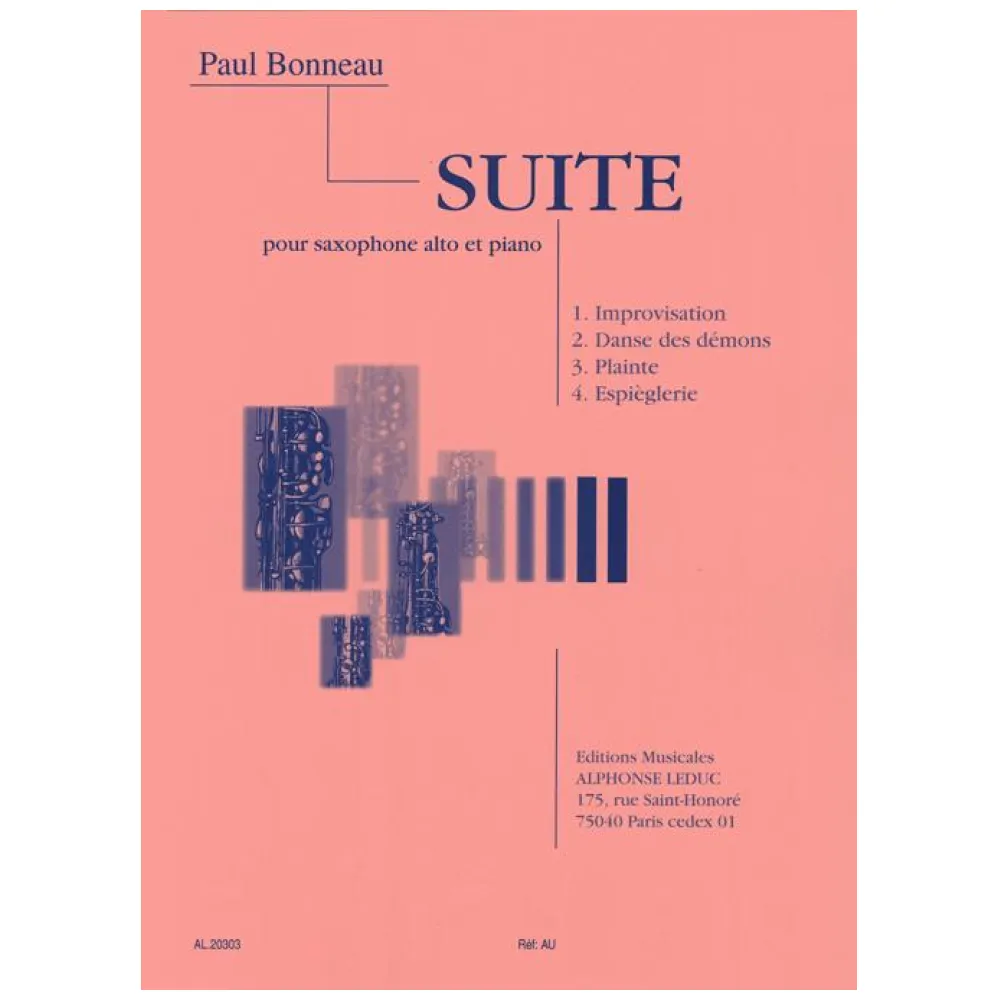 PAUL BONNEAU SUITE POUR SAXOPHONE ALTO ET PIANO