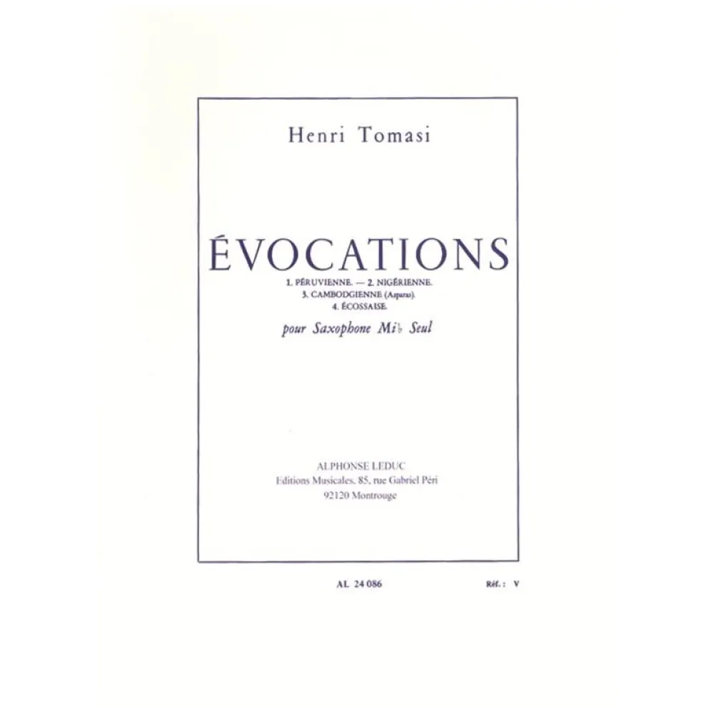 HENRI TOMASI EVOCATIONS POUR SAXOPHONE MI/B