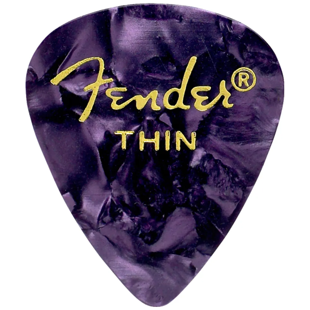 FENDER 
Premium Celluloid 351 Shape Picks, Thin, Purple Moto, 12-Pack