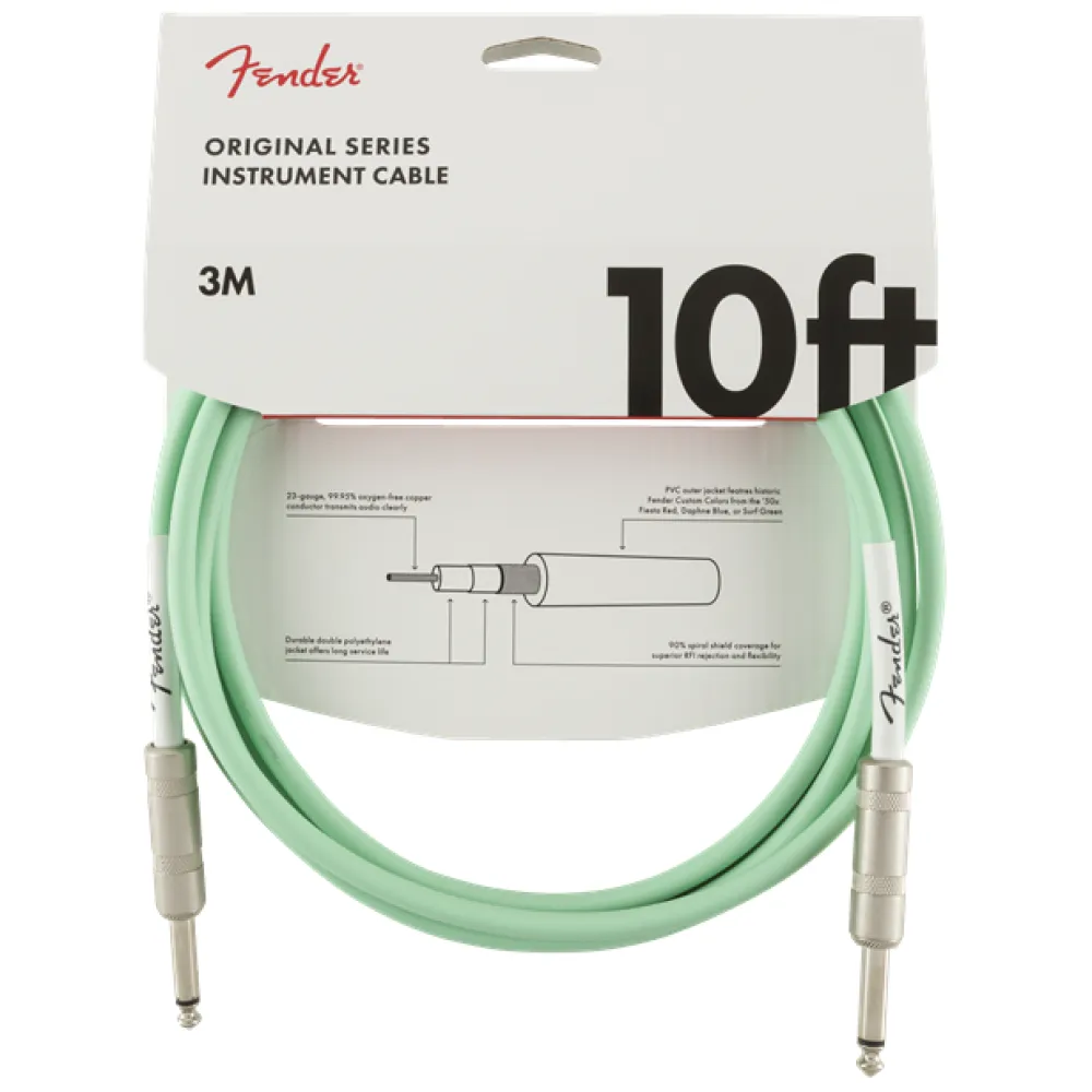 FENDER ORIGINAL SERIES INSTRUMENT CABLES 3M SURF GREEN