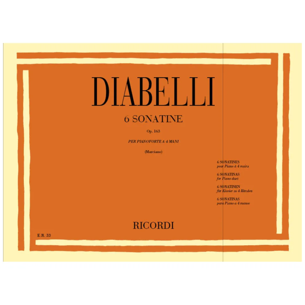 DIABELLI 6 SONATINE 0P163 PIANOFORTE 4 MANI ED. RICORDI