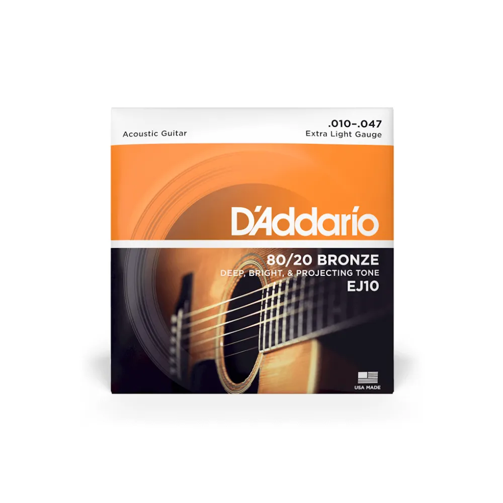 D’ADDARIO EXTRA LIGHT ACOUSTIC GUITAR STRINGS 10/47