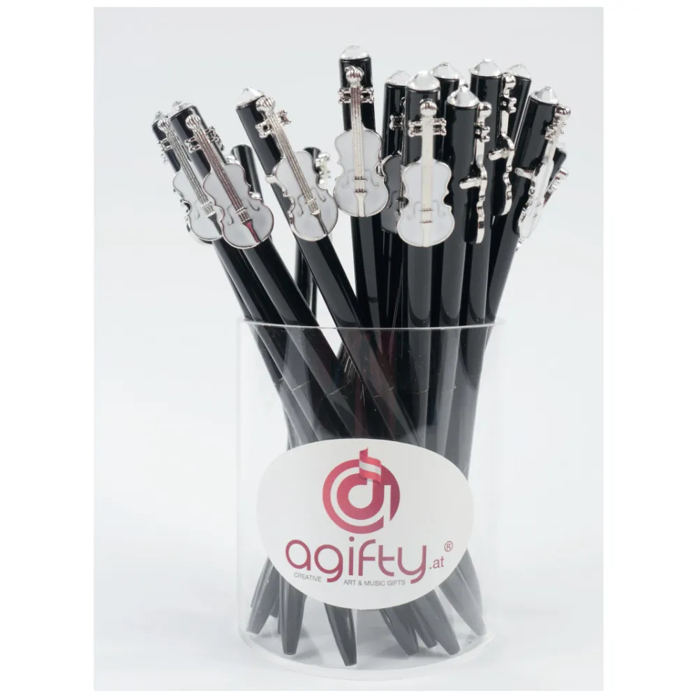 58546_322971-1000-sq-wbg AGIFTY PENNA A SFERA NERA CON CIONDOLO VIOLINO BIANCO/CRISTALLO